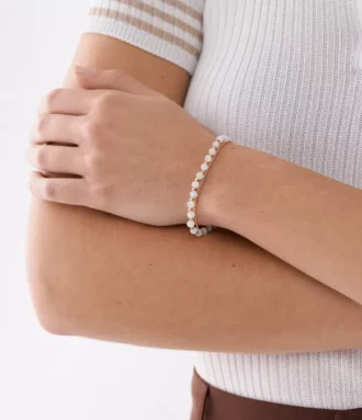 All Stacked Up Rose Quartz Chain Beaded Bracelet
