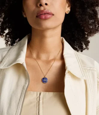Aquarius Sutton Zodiac Gold-Tone Stainless Steel Blue Lapis Pendant Necklace
