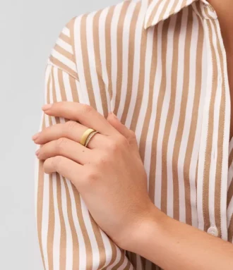 Archival Glitz Gold-Tone Stainless Steel Band Ring