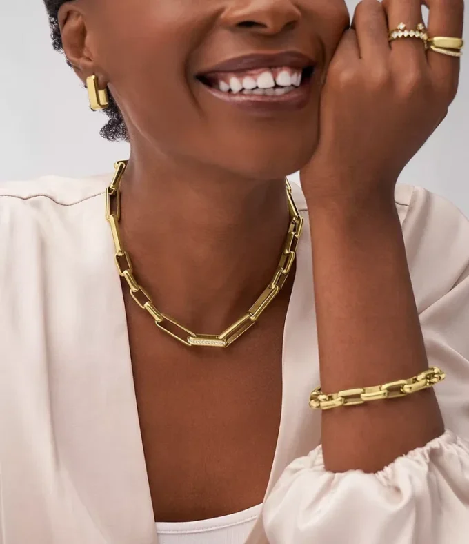 Archival Glitz Gold-Tone Stainless Steel Band Ring