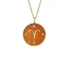 Aries Sutton Zodiac Gold-Tone Stainless Steel Red Carnelian Pendant Necklace
