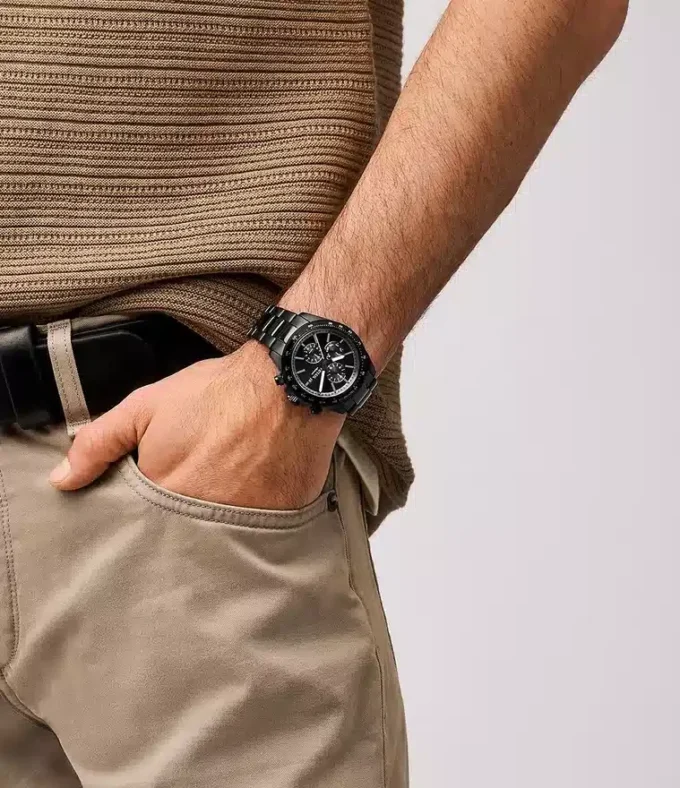 Autocross Multifunction Black Stainless Steel Watch