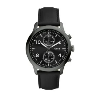Bennett Multifunction Black Leather Watch