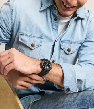 Bennett Multifunction Black Leather Watch
