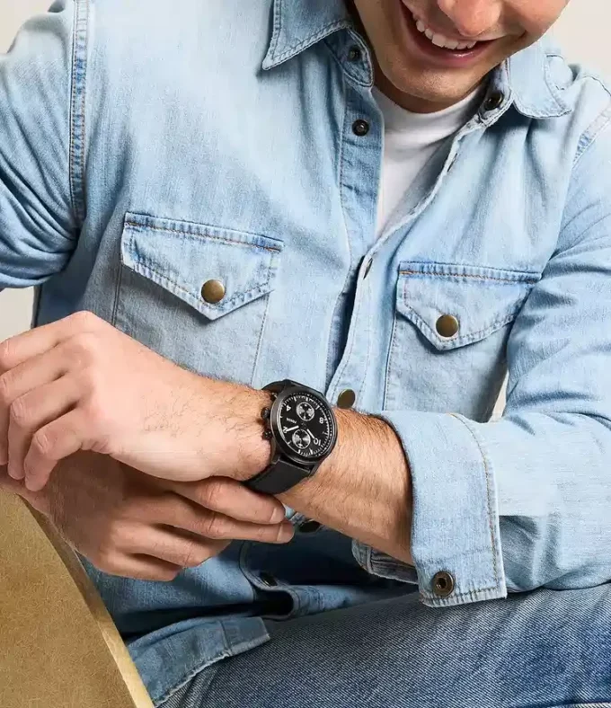 Bennett Multifunction Black Leather Watch
