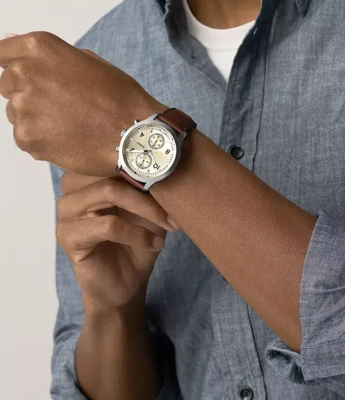 Bennett Multifunction Brown Leather Watch