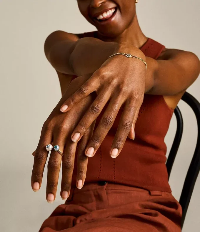 Bright Baubles Gold-Tone Brass Toi Et Moi Ring
