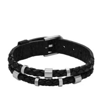Bronson Leather Essentials Black Leather Strap Bracelet