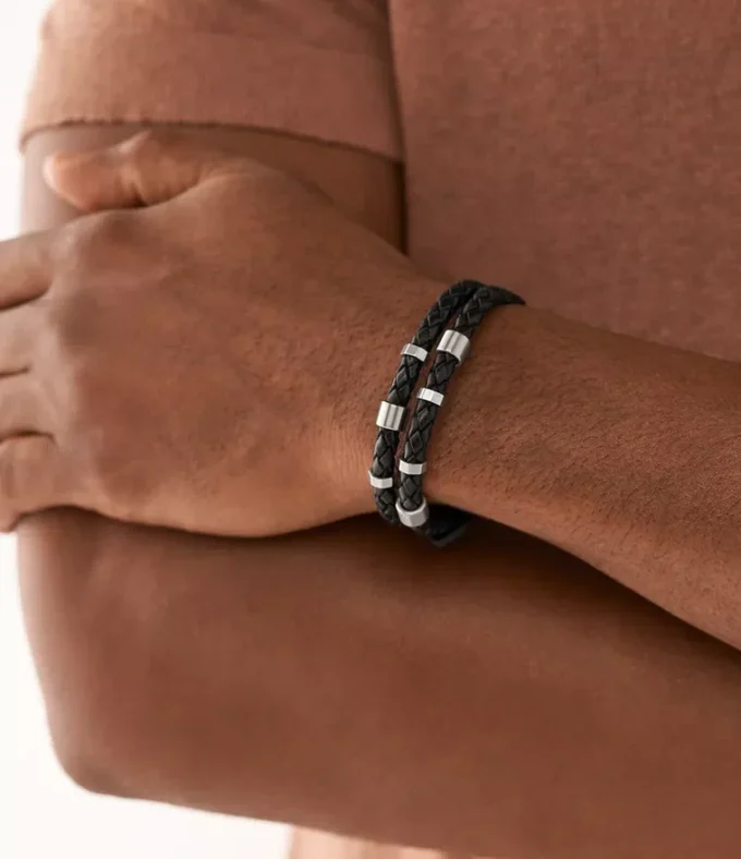 Bronson Leather Essentials Black Leather Strap Bracelet