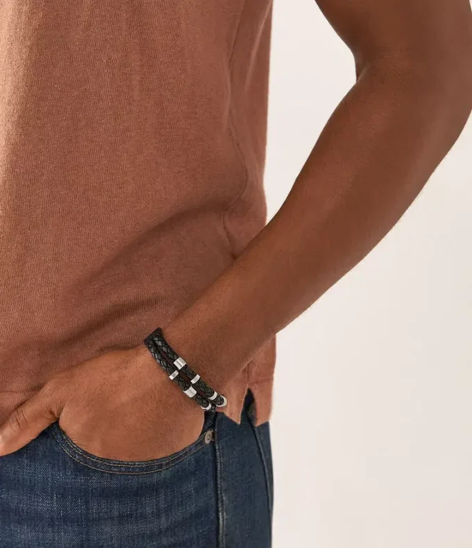 Bronson Leather Essentials Black Leather Strap Bracelet