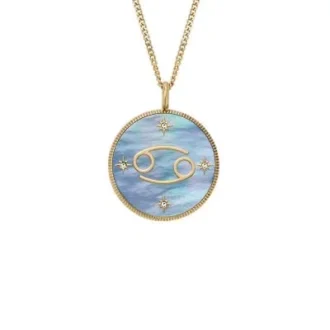 Cancer Sutton Zodiac Gold-Tone Stainless Steel Black Mother-of-Pearl Pendant Necklace