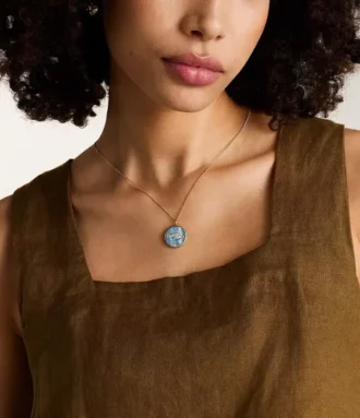 Cancer Sutton Zodiac Gold-Tone Stainless Steel Black Mother-of-Pearl Pendant Necklace