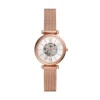 Carlie Mini Automatic Rose Gold-Tone Stainless Steel Mesh Watch