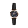 Carlie Mini Three-Hand Black Leather Watch