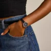Carlie Mini Three-Hand Black Leather Watch