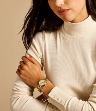 Carlie Three-Hand Gold-Tone Stainless Steel Watch and Bracelet Set