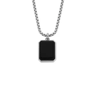 Carraway All Stacked Up Black Agate Pendant Necklace
