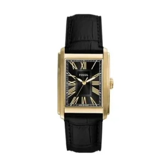 Carraway Three-Hand Black Croco Leather Watch