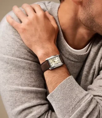 Carraway Three-Hand Brown Leather Watch