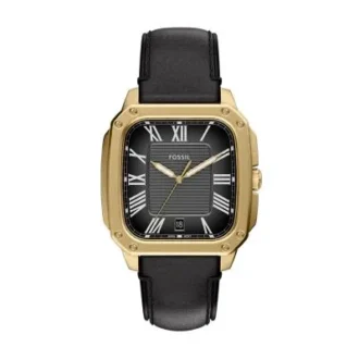 Crosby Three-Hand Black Leather Watch