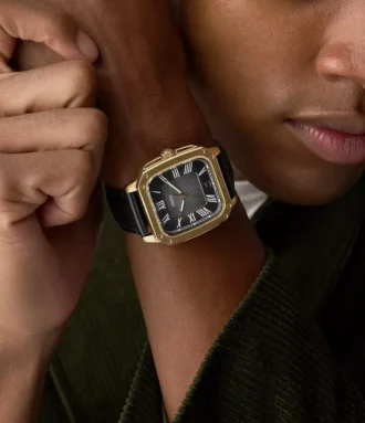 Crosby Three-Hand Black Leather Watch