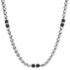 Ellis Black Marble and Stainless Steel Beaded Necklace