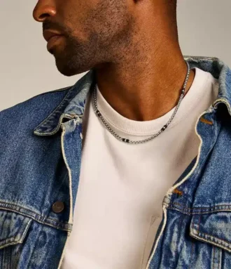 Ellis Black Marble and Stainless Steel Beaded Necklace