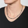 Ellis Black Marble and Stainless Steel Beaded Necklace