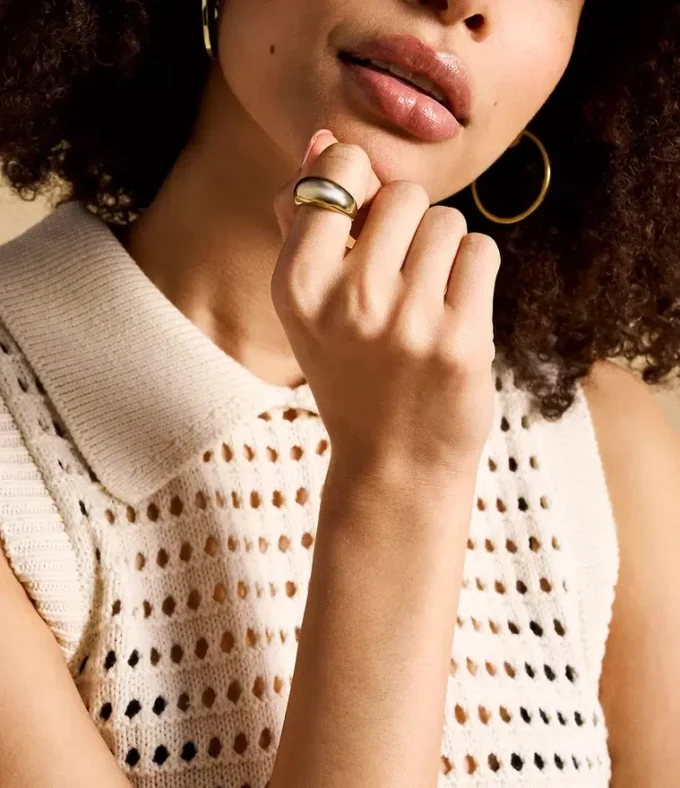 Ellis Domed Collection Gold-Tone Stainless Steel Band Ring