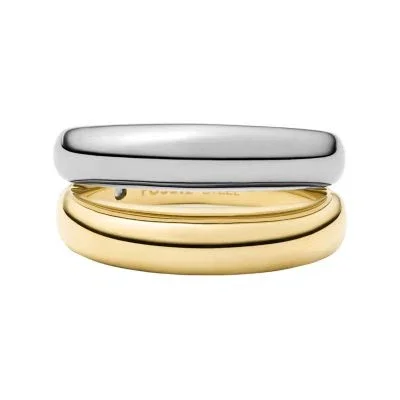 Ellis Domed Collection Two-Tone Stainless Steel Stack Ring Ellis Domed Collection Two-Tone Stainless Steel Stack Ring