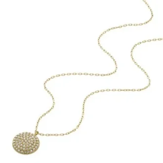 Ellis Glitz Disc Gold-Tone Stainless Steel Chain Necklace