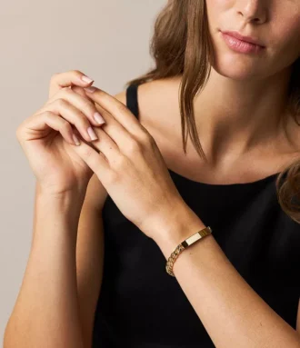 Ellis Gold-Tone Stainless Steel ID Bracelet