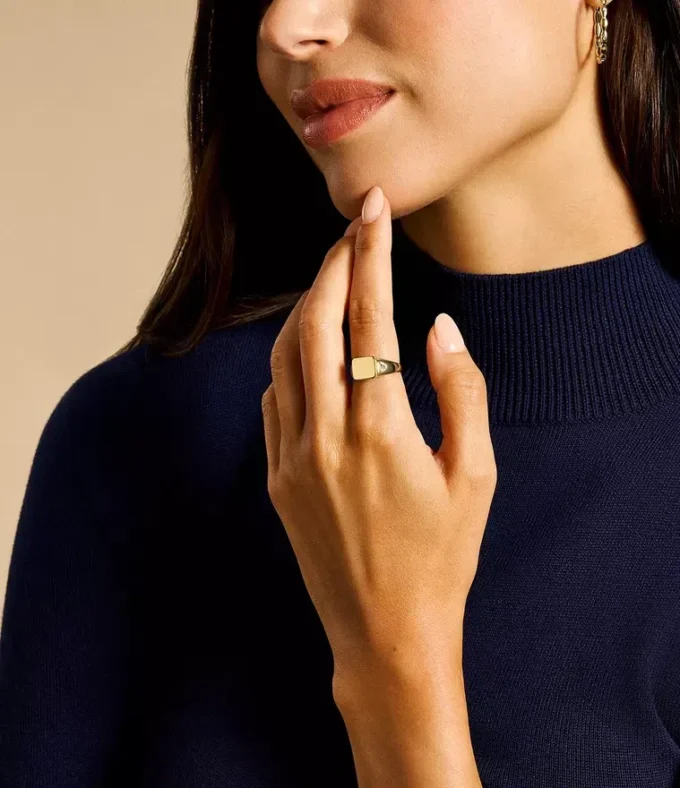 Ellis Gold-Tone Stainless Steel Signet Ring