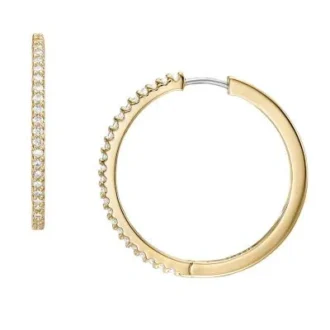 Ellis Pavé Glitz Gold-Tone Brass Hoop Earrings