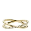 Ellis Pavé Glitz Gold-Tone Stainless Steel Band Ring