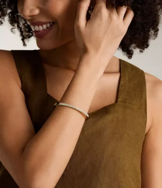 Ellis Pavé Glitz Gold-Tone Stainless Steel Bangle Bracelet