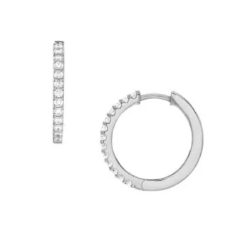 Ellis Pavé Glitz Silver-Tone Brass Hoop Earrings