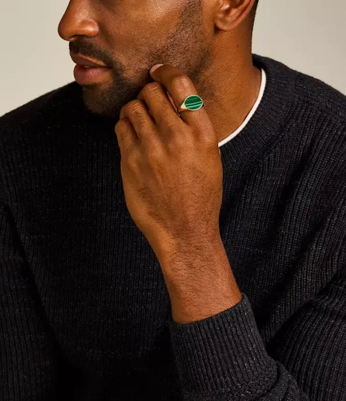 Ellis Signet Collection Green Malachite Signet Ring