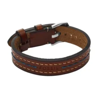 Everett Topstitch Brown Leather Strap Bracelet