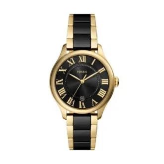 Gilmore Three-Hand Date Gold-Tone and Black Ceramic Watch