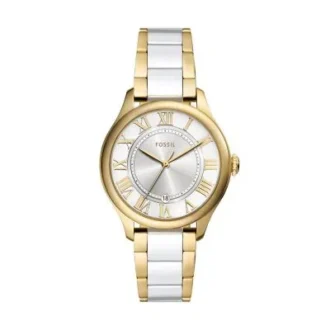 Gilmore Three-Hand Date Gold-Tone and White Ceramic Watch