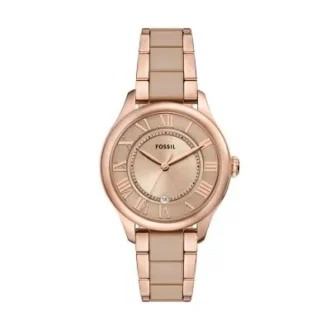 Gilmore Three-Hand Date Rose Gold-Tone and Brown Ceramic Watch