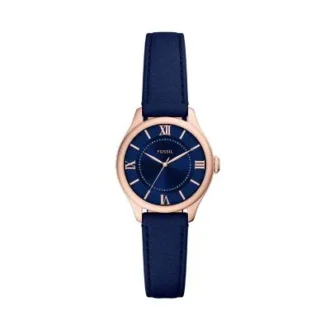 Gilmore Three-Hand Navy Leather Watch