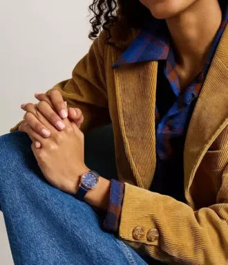 Gilmore Three-Hand Navy Leather Watch