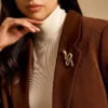 Gold-Tone Stainless Steel Snake Pin Brooch