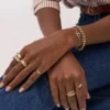 Harlow Linear Texture Gold-Tone Stainless Steel Band Ring