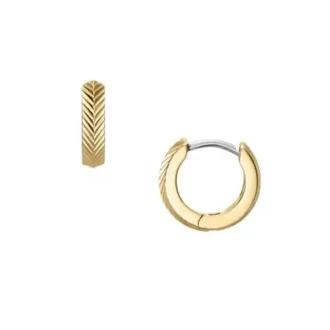 Harlow Linear Texture Gold-Tone Stainless Steel Hoop Earrings