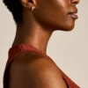 Harlow Linear Texture Gold-Tone Stainless Steel Hoop Earrings