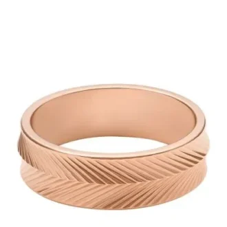 Harlow Linear Texture Rose Gold-Tone Stainless Steel Band Ring