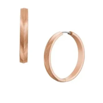 Harlow Linear Texture Rose Gold-Tone Stainless Steel Hoop Earrings